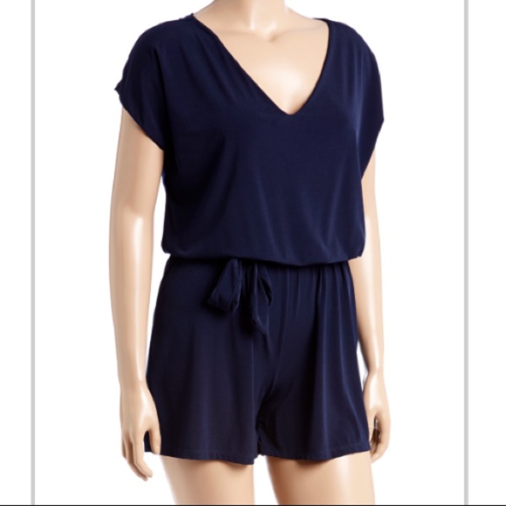 GLAM Navy - Surplice Romper PLUS
